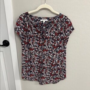 Floral Women's Top - Black, Red, White